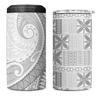 Niue White Sunday 4 in 1 Can Cooler Tumbler Niuean Lotu Tamaiti Hiapo Pattern LT9 One Size: 16 oz White - Polynesian Pride