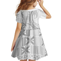 Niue White Sunday Family Matching Tank Maxi Dress and Hawaiian Shirt Niuean Lotu Tamaiti Hiapo Pattern LT9 - Polynesian Pride