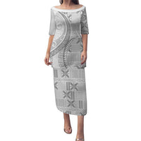 Niue White Sunday Puletasi Niuean Lotu Tamaiti Hiapo Pattern - Polynesian Pride