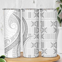 Niue White Sunday Skinny Tumbler Niuean Lotu Tamaiti Hiapo Pattern LT9 - Polynesian Pride