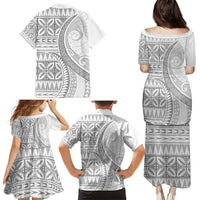 Polynesian White Sunday Family Matching Puletasi and Hawaiian Shirt Lotu Tamaiti Melanesian Pattern LT9 - Polynesian Pride
