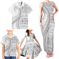 Polynesian White Sunday Family Matching Tank Maxi Dress and Hawaiian Shirt Lotu Tamaiti Melanesian Pattern LT9 - Polynesian Pride
