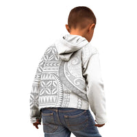 Polynesian White Sunday Kid Hoodie Lotu Tamaiti Melanesian Pattern - Polynesian Pride