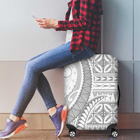 Polynesian White Sunday Luggage Cover Lotu Tamaiti Melanesian Pattern - Polynesian Pride