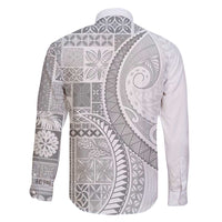Samoa Siapo White Sunday Family Matching Off Shoulder Short Dress and Hawaiian Shirt Lotu Tamaiti Polynesian White Pattern LT9 - Polynesian Pride