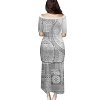 Samoa Siapo White Sunday Family Matching Puletasi and Hawaiian Shirt Lotu Tamaiti Polynesian White Pattern LT9 - Polynesian Pride