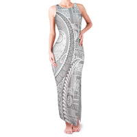 Samoa Siapo White Sunday Family Matching Tank Maxi Dress and Hawaiian Shirt Lotu Tamaiti Polynesian White Pattern LT9 Mom's Dress White - Polynesian Pride