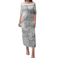 Samoa Siapo White Sunday Puletasi Lotu Tamaiti Polynesian White Pattern - Polynesian Pride