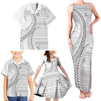 Tokelau White Sunday Family Matching Tank Maxi Dress and Hawaiian Shirt Lotu Tamaiti Ngatu Tokelau Feletoa Manulua LT9 - Polynesian Pride