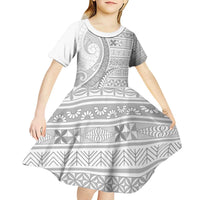 Tokelau White Sunday Kid Short Sleeve Dress Lotu Tamaiti Ngatu Tokelau Feletoa Manulua LT9 - Polynesian Pride