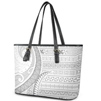 Tokelau White Sunday Leather Tote Bag Lotu Tamaiti Ngatu Tokelau Feletoa Manulua LT9 - Polynesian Pride