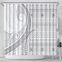Tokelau White Sunday Shower Curtain Lotu Tamaiti Ngatu Tokelau Feletoa Manulua LT9 - Polynesian Pride