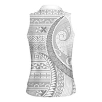 Tokelau White Sunday Women Sleeveless Polo Shirt Lotu Tamaiti Ngatu Tokelau Feletoa Manulua LT9 - Polynesian Pride