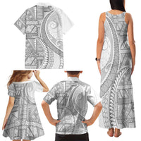 Tonga White Sunday Family Matching Tank Maxi Dress and Hawaiian Shirt Lotu Tamaiti Ngatu Tribal LT9 - Polynesian Pride
