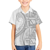 Tonga White Sunday Family Matching Tank Maxi Dress and Hawaiian Shirt Lotu Tamaiti Ngatu Tribal LT9 Son's Shirt White - Polynesian Pride