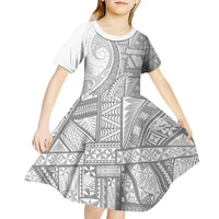 Tonga White Sunday Kid Short Sleeve Dress Lotu Tamaiti Ngatu Tribal LT9 - Polynesian Pride