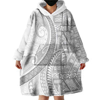 Tonga White Sunday Wearable Blanket Hoodie Lotu Tamaiti Ngatu Tribal LT9 - Polynesian Pride