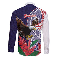 American Samoa Bald Eagle Personalized Family Matching Tank Maxi Dress and Hawaiian Shirt Polynesian Teuila Flowers LT9 - Polynesian Pride