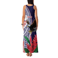 American Samoa Bald Eagle Personalized Family Matching Tank Maxi Dress and Hawaiian Shirt Polynesian Teuila Flowers LT9 - Polynesian Pride