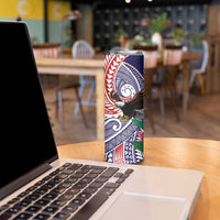 American Samoa Bald Eagle Personalized Skinny Tumbler Polynesian Teuila Flowers - Polynesian Pride
