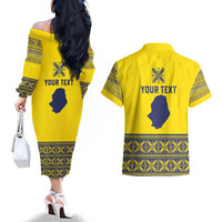 Niue Crab Personalised Couples Matching Off The Shoulder Long Sleeve Dress and Hawaiian Shirt Niuean Hiapo Pattern LT9 - Polynesian Pride