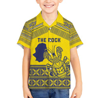Niue Crab Personalised Family Matching Long Sleeve Bodycon Dress and Hawaiian Shirt Niuean Hiapo Pattern LT9 Son's Shirt Gold - Polynesian Pride