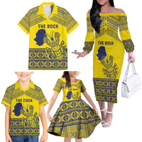 Niue Crab Personalised Family Matching Off The Shoulder Long Sleeve Dress and Hawaiian Shirt Niuean Hiapo Pattern LT9 - Polynesian Pride