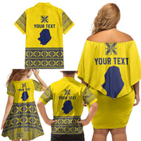Niue Crab Personalised Family Matching Off Shoulder Short Dress and Hawaiian Shirt Niuean Hiapo Pattern LT9 - Polynesian Pride