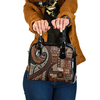 Vintage Samoa Siapo Mamanu Shoulder Handbag Brown Samoan Tapa Motif - Polynesian Pride