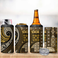 Vintage Samoa Siapo Mamanu 4 in 1 Can Cooler Tumbler Gold Samoan Tapa Motif LT9 - Polynesian Pride