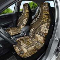 Vintage Samoa Siapo Mamanu Car Seat Cover Gold Samoan Tapa Motif - Polynesian Pride