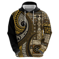 Vintage Samoa Siapo Mamanu Hoodie Gold Samoan Tapa Motif - Polynesian Pride