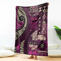 Vintage Samoa Siapo Mamanu Blanket Pink Samoan Tapa Motif - Polynesian Pride