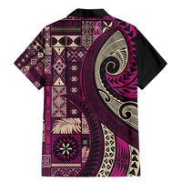 Vintage Samoa Siapo Mamanu Family Matching Mermaid Dress and Hawaiian Shirt Pink Samoan Tapa Motif LT9 - Polynesian Pride
