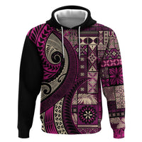 Vintage Samoa Siapo Mamanu Hoodie Pink Samoan Tapa Motif - Polynesian Pride