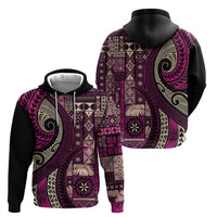 Vintage Samoa Siapo Mamanu Hoodie Pink Samoan Tapa Motif - Polynesian Pride
