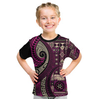 Vintage Samoa Siapo Mamanu Kid T Shirt Pink Samoan Tapa Motif - Polynesian Pride