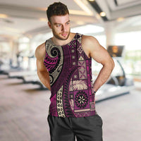 Vintage Samoa Siapo Mamanu Men Tank Top Pink Samoan Tapa Motif - Polynesian Pride