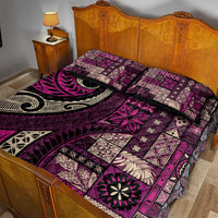 Vintage Samoa Siapo Mamanu Quilt Bed Set Pink Samoan Tapa Motif - Polynesian Pride