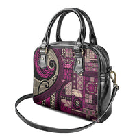 Vintage Samoa Siapo Mamanu Shoulder Handbag Pink Samoan Tapa Motif - Polynesian Pride