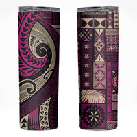 Vintage Samoa Siapo Mamanu Skinny Tumbler Pink Samoan Tapa Motif LT9 Pink - Polynesian Pride