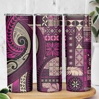 Vintage Samoa Siapo Mamanu Skinny Tumbler Pink Samoan Tapa Motif LT9 - Polynesian Pride