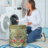 Hawaii Tiki Mask Laundry Basket Mele Kalikimaka i Iulai!