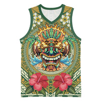 Hawaii Tiki Mask Personalized Basketball Jersey Mele Kalikimaka i Iulai!
