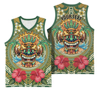 Hawaii Tiki Mask Personalized Basketball Jersey Mele Kalikimaka i Iulai!