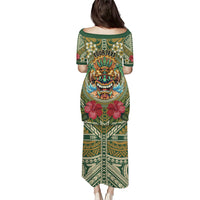 Hawaii Tiki Mask Personalized Family Matching Puletasi and Hawaiian Shirt Mele Kalikimaka i Iulai! LT9 - Polynesian Pride
