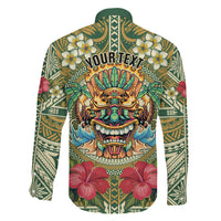 Hawaii Tiki Mask Personalized Family Matching Short Sleeve Bodycon Dress and Hawaiian Shirt Mele Kalikimaka i Iulai! LT9 - Polynesian Pride