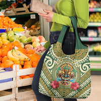 Hawaii Tiki Mask Grocery Bag Mele Kalikimaka i Iulai!