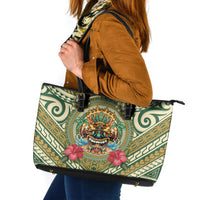 Hawaii Tiki Mask Leather Tote Bag Mele Kalikimaka i Iulai!