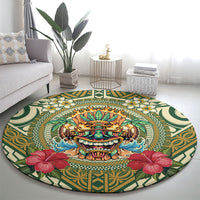 Hawaii Tiki Mask Round Carpet Mele Kalikimaka i Iulai!